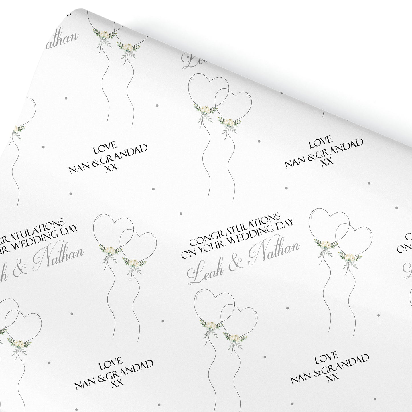 Congratulations Wedding Day Gift Wrapping Paper Heart Balloons