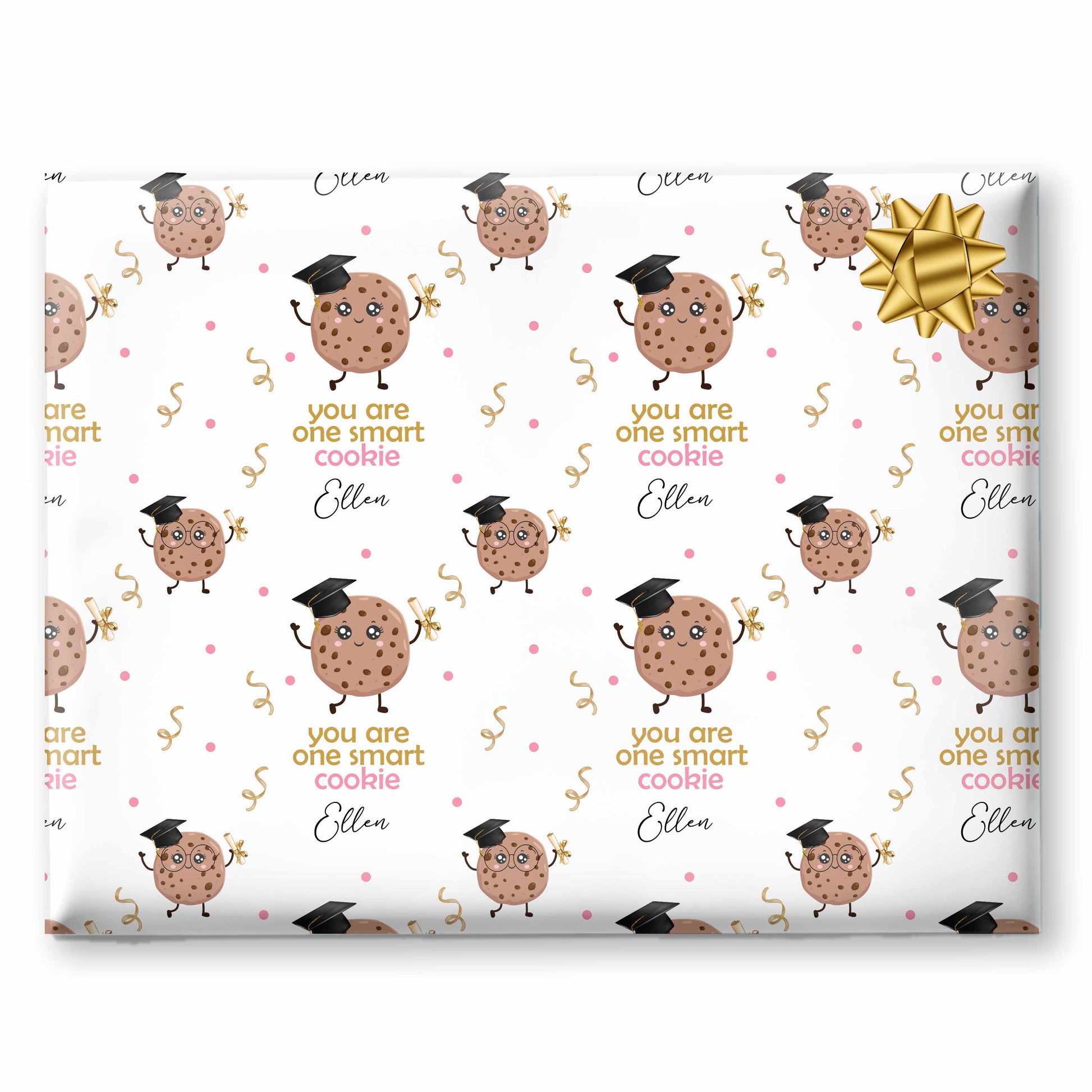 Celebrate the graduate's big achievement with Blossom Lane Cards' Personalised Graduation Wrapping Paper featuring a playful Funny Smart Cookie Design. This unique wrapping paper adds a touch of humor and personality to their graduation gifts, making the occasion even more memorable.