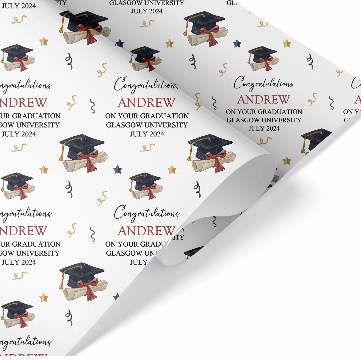 Graduation Wrapping Paper Scroll & Mortar