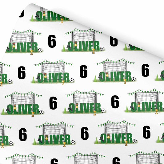 Birthday Wrapping Paper Football Goals Name