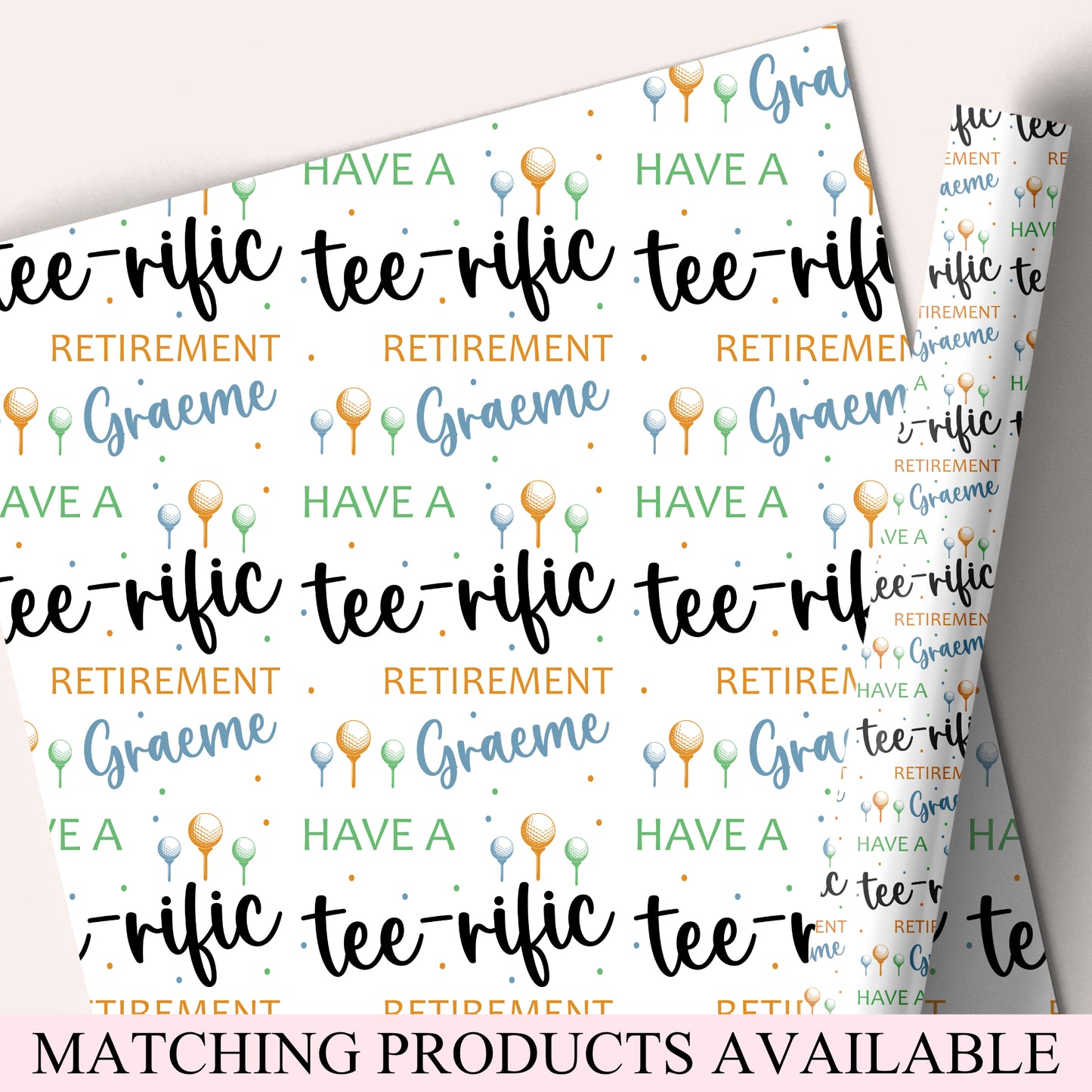 Congratulations on your Retirement Gift Wrapping Paper tee-rific golf theme