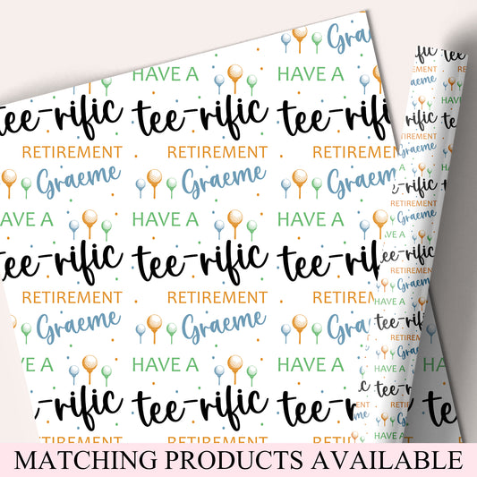 Congratulations on your Retirement Gift Wrapping Paper tee-rific golf theme