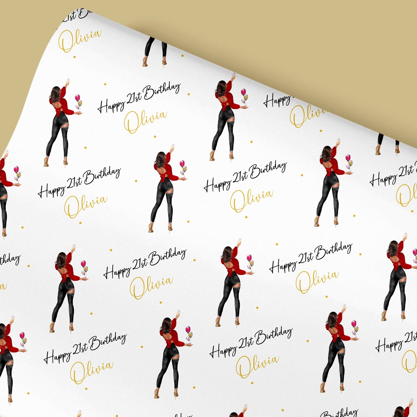 Personalised Luxury Large A4 Birthday Card Party Girl Black Jeans