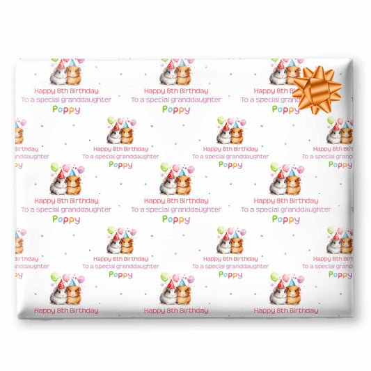  personalised birthday wrapping paper, guinea pigs design wrapping paper, Blossom Lane Cards, custom animal gift wrap, high-quality guinea pigs wrapping paper, eco-friendly gift wrap, various sizes available



