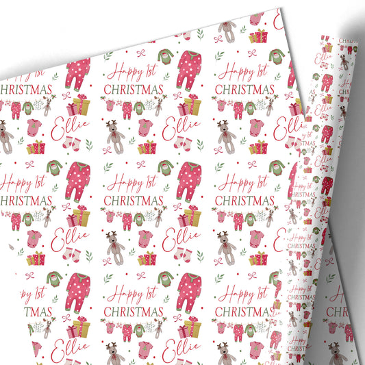 Babies Christmas Gift Wrapping Paper –  Personalised Gift Wrap Roll Christmas Baby Clothes (Copy)