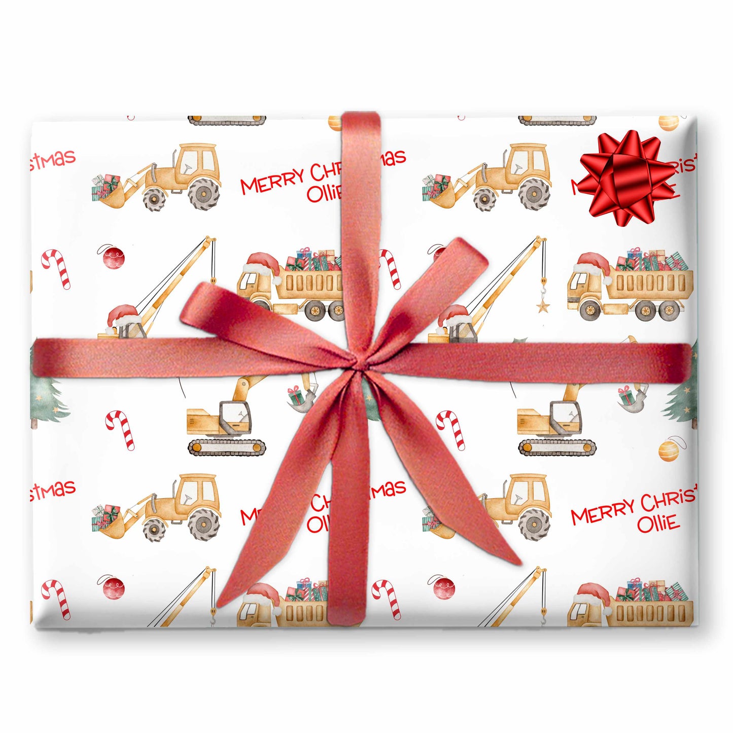 Christmas Wrapping Paper Construction Diggers