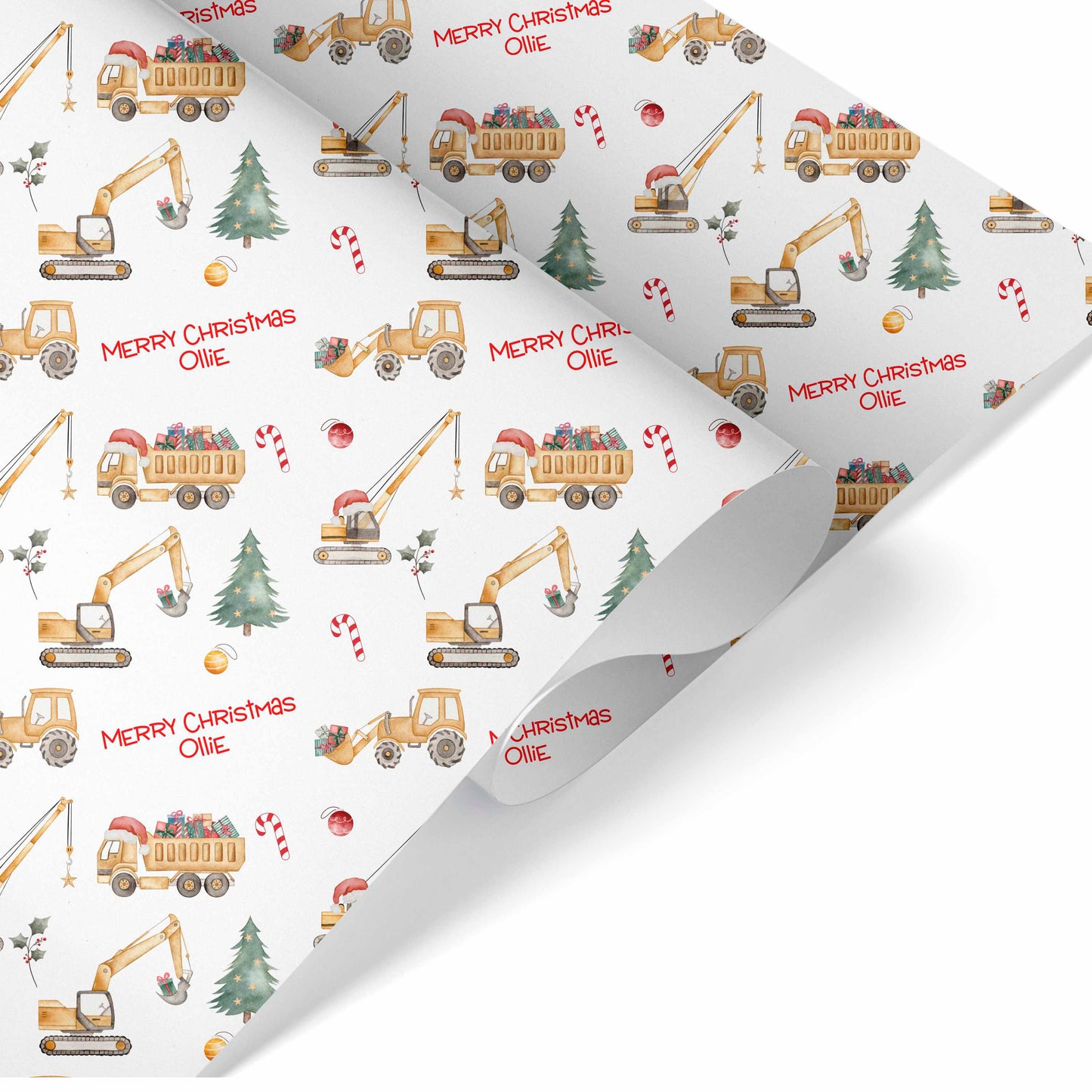 Christmas Wrapping Paper Construction Diggers