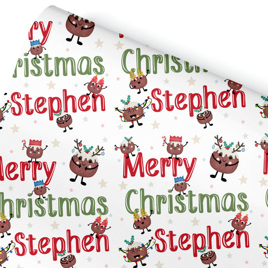 Christmas Gift Wrapping Paper –  Personalised Gift Wrap Roll - Christmas Pudding