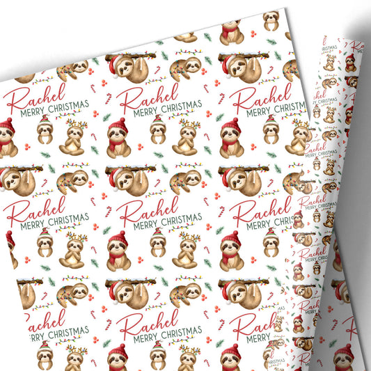 Christmas Gift Wrapping Paper –  Personalised Gift Wrap Roll - Sloths