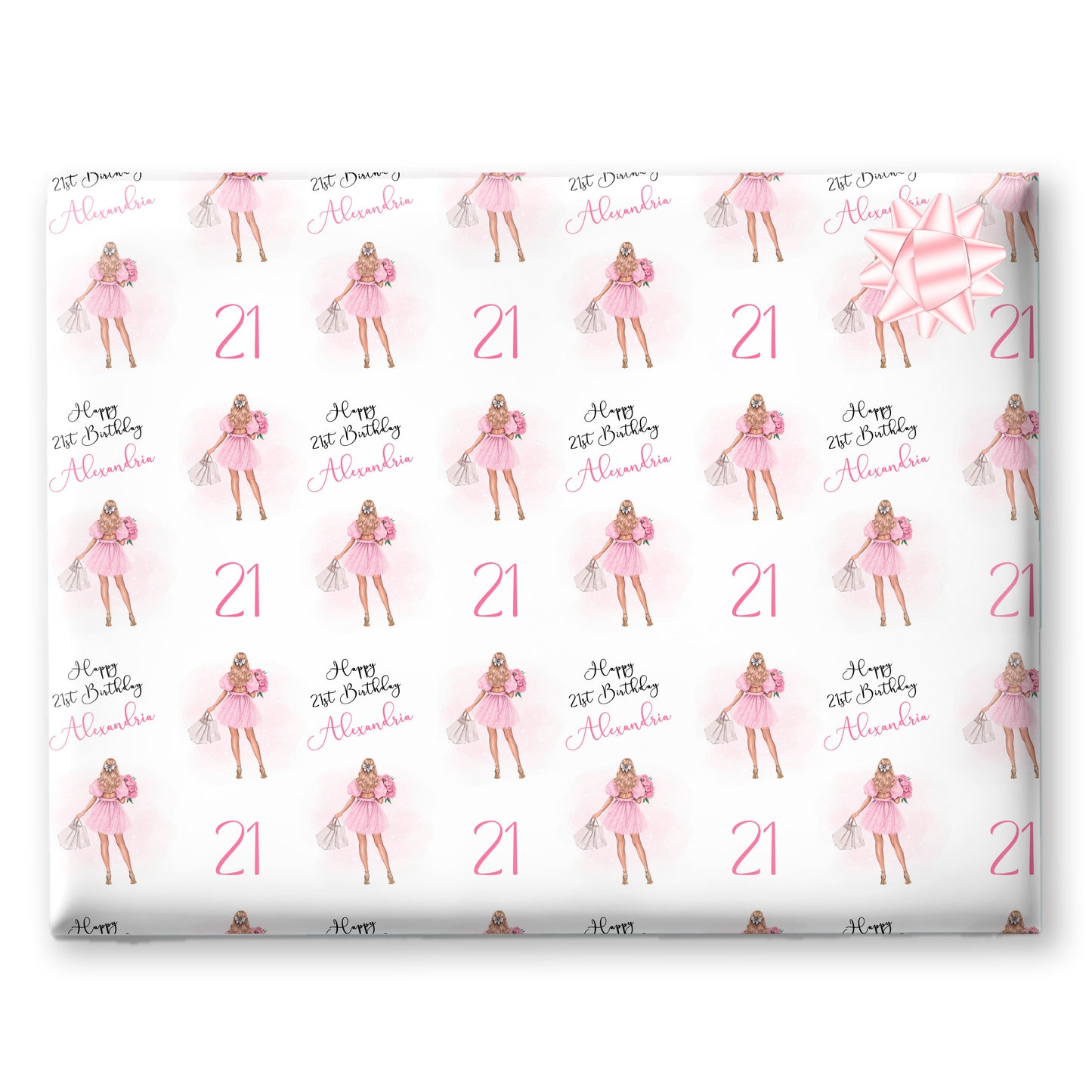 Birthday Gift Wrap Girl Pink Dress