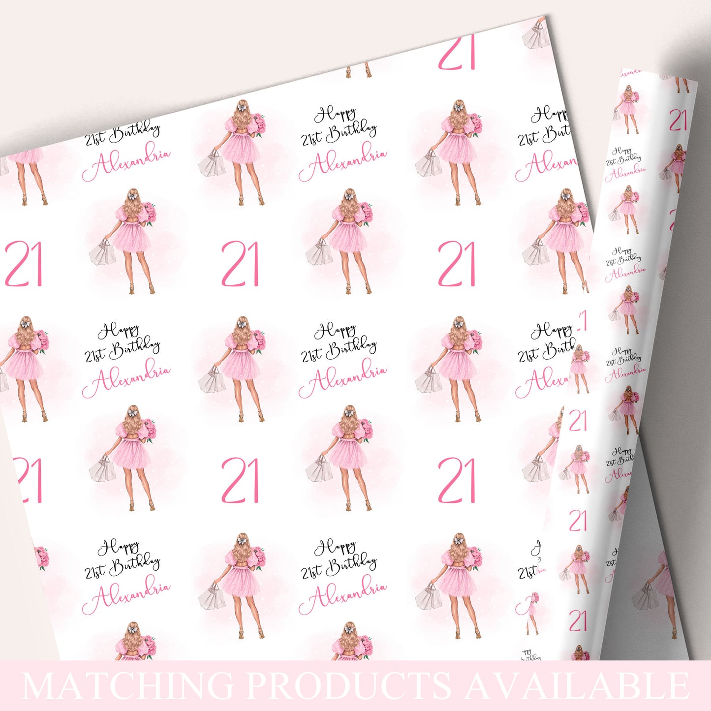Birthday Gift Wrap Girl Pink Dress