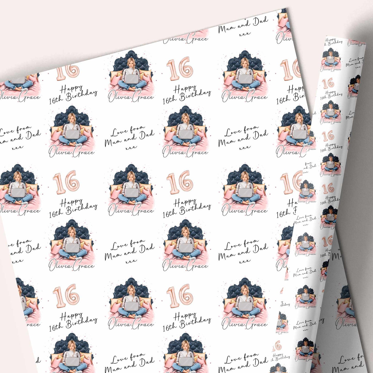 Birthday Gift Wrap Girl, Personalised