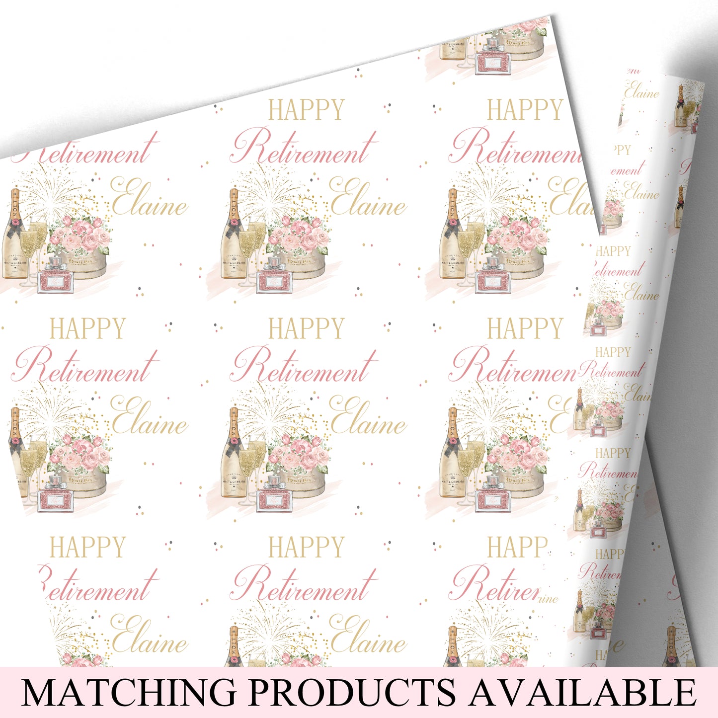 Congratulations on your Retirement Gift Wrapping Paper - Champagne Flower Box