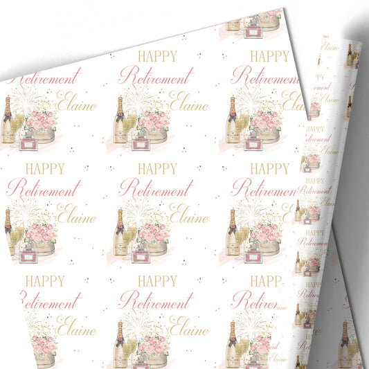 Congratulations on your Retirement Gift Wrapping Paper - Champagne Flower Box