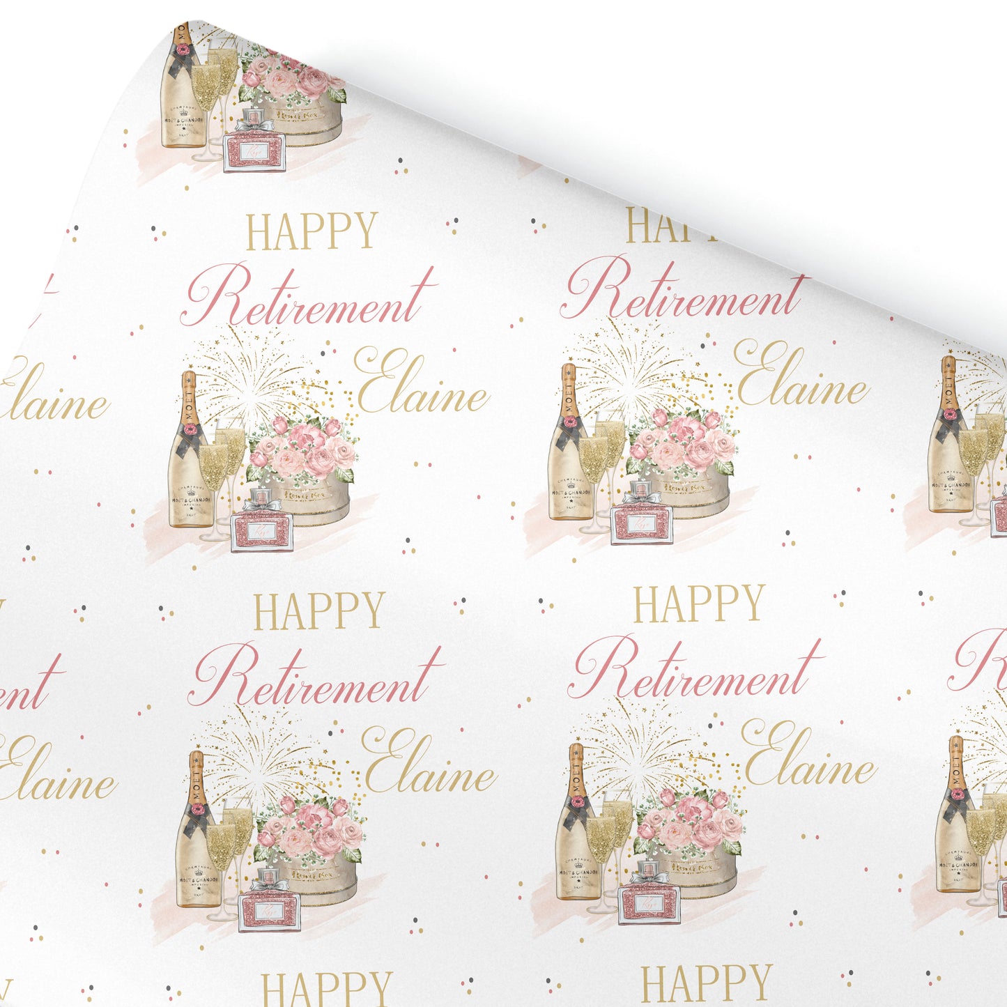 Congratulations on your Retirement Gift Wrapping Paper - Champagne Flower Box