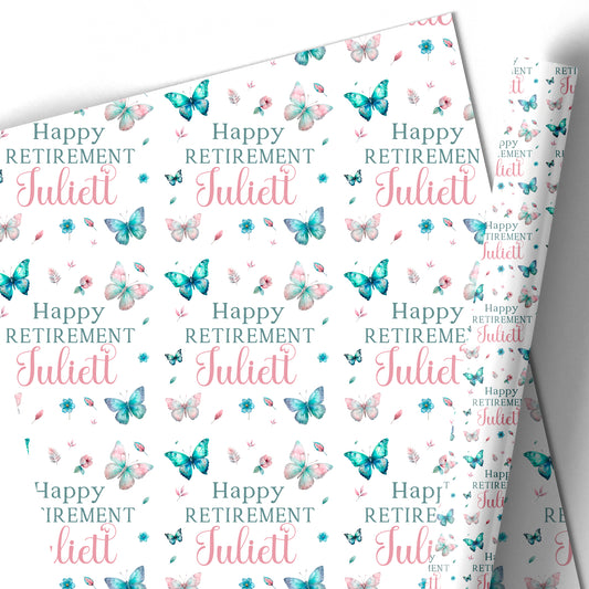 Congratulations on your Retirement Gift Wrapping Paper - Butterflies