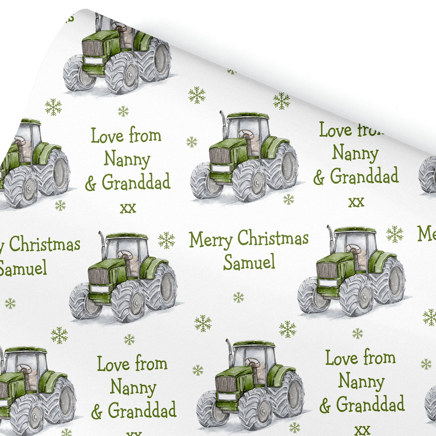 Personalised Christmas Gift Wrapping Paper – Watercolour Tractors