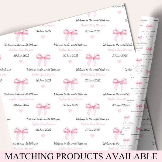 New Baby Wrapping Paper Welcome to the World Baby Girl