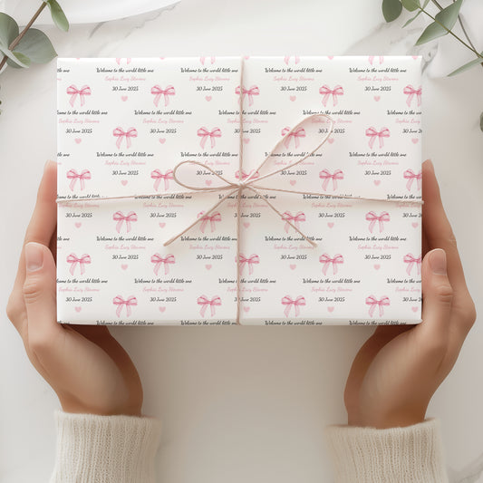 New Baby Wrapping Paper Welcome to the World Baby Girl