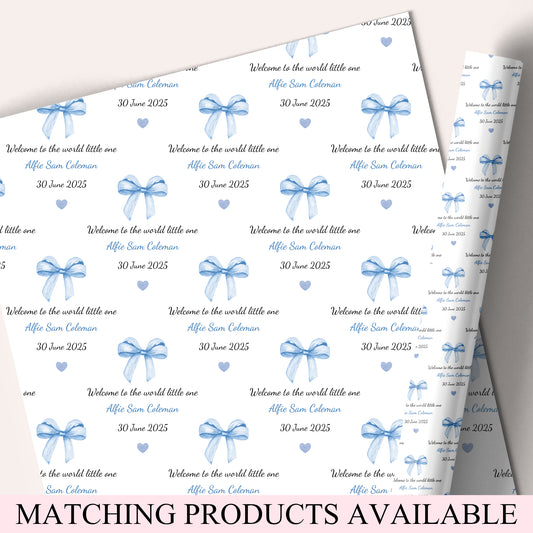 New Baby Wrapping Paper Welcome to the World Baby Boy
