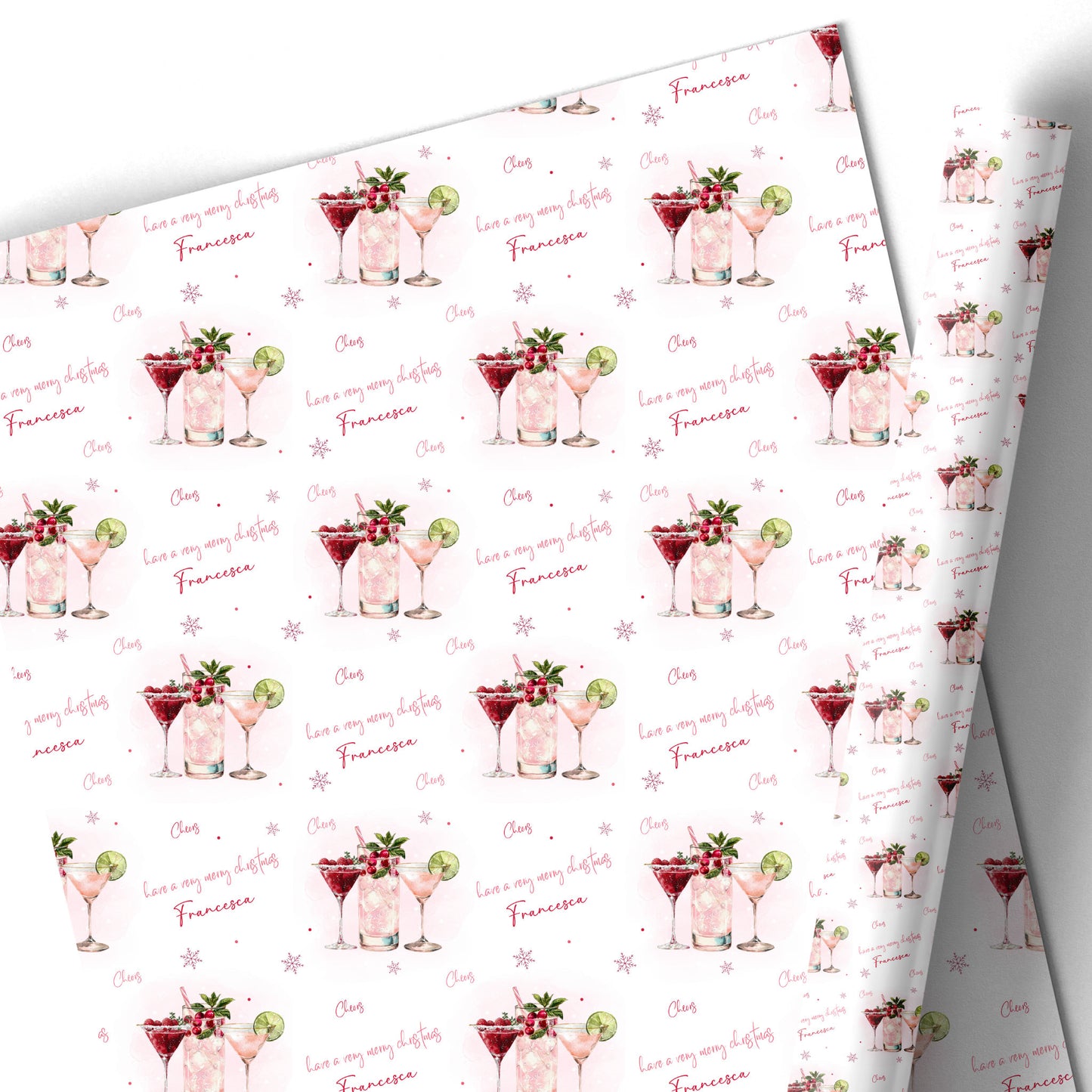 Large A4 Personalised Christmas Card Cocktails