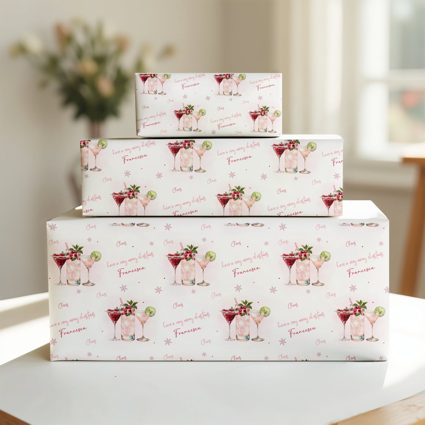 Large A4 Personalised Christmas Card Cocktails