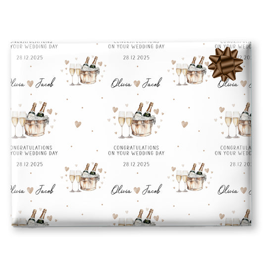 Congratulations Wedding Day Gift Wrapping Paper Champagne Flutes