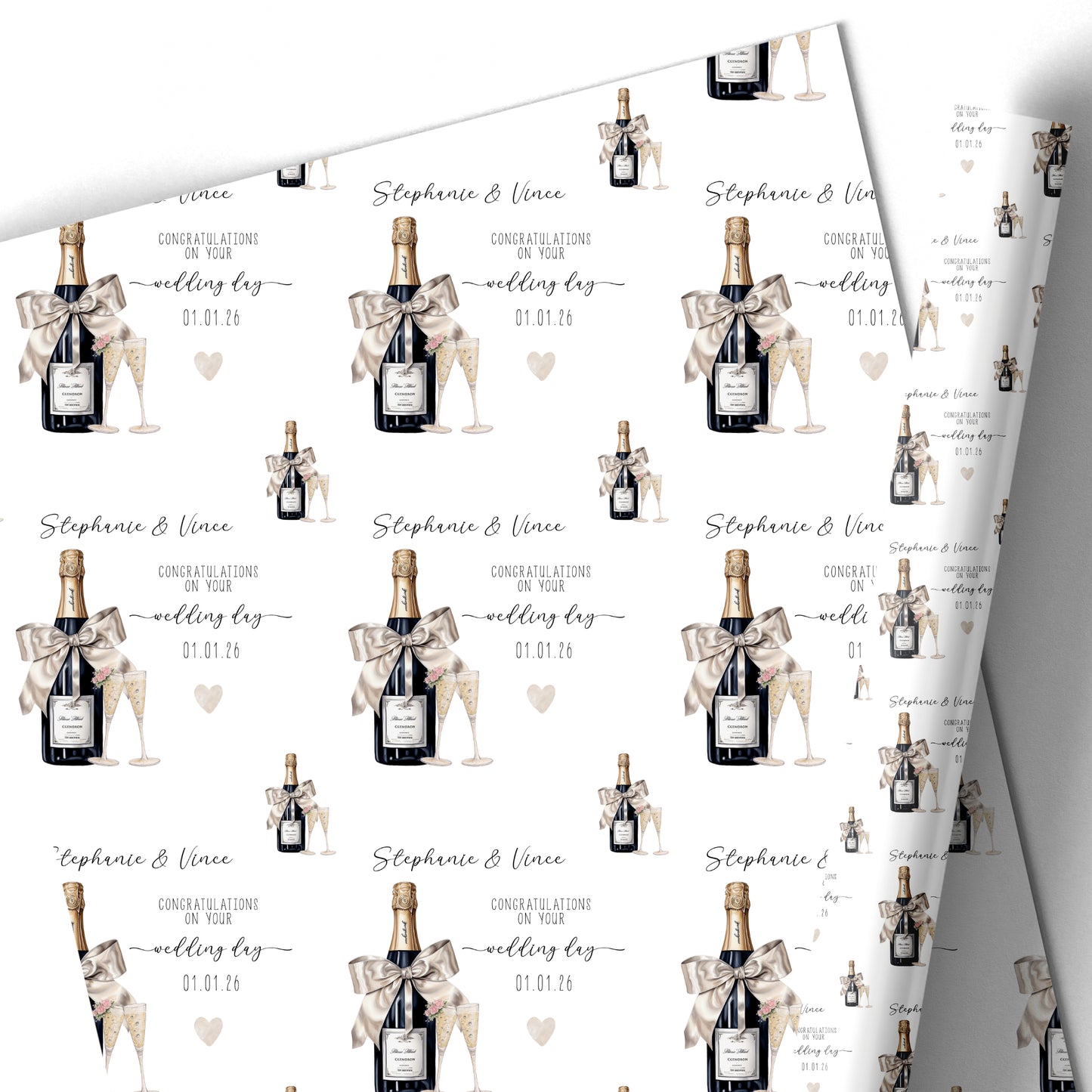 Congratulations on Your Wedding Day Card, Champagne Bottle & Flutes