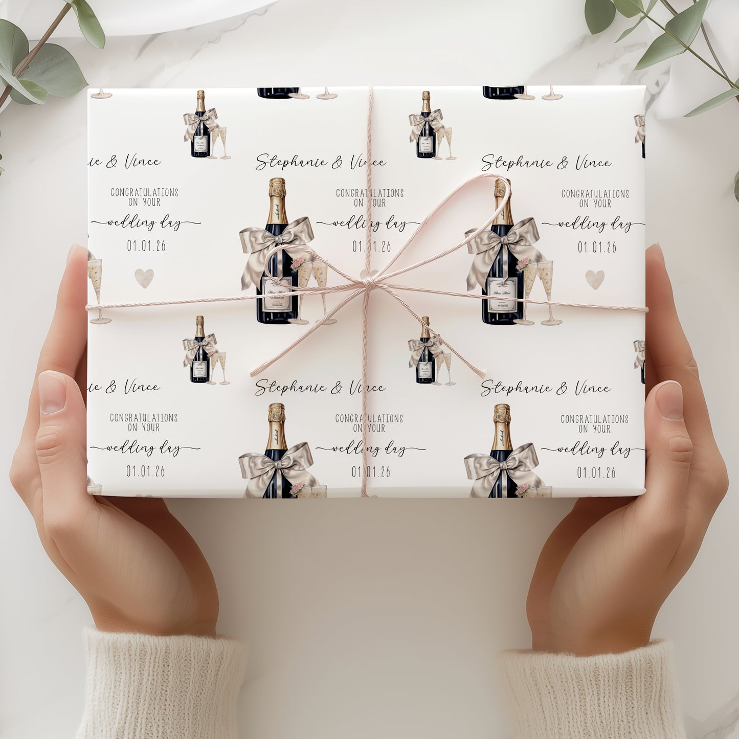 Congratulations on Your Wedding Day Card, Champagne Bottle & Flutes