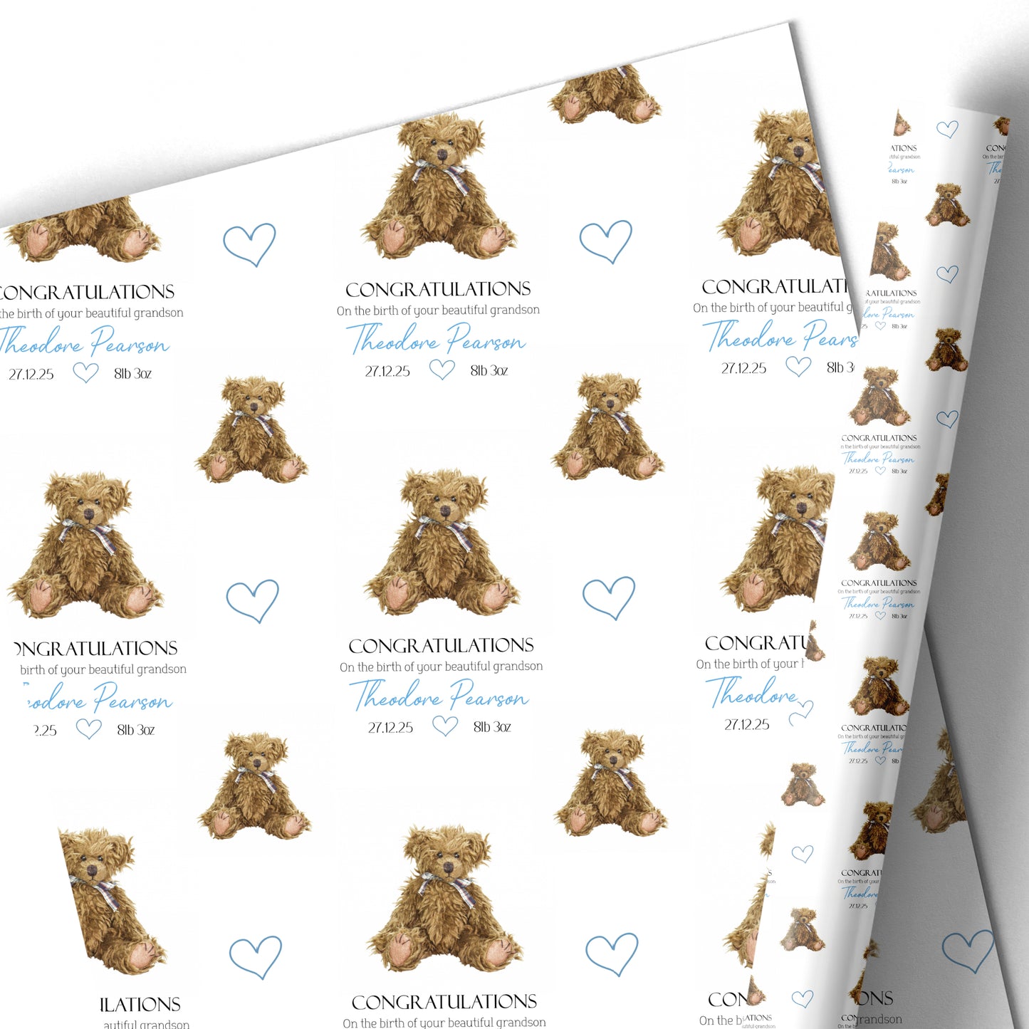 New Baby Boy Card, Welcome to World, Vintage Teddy Bear
