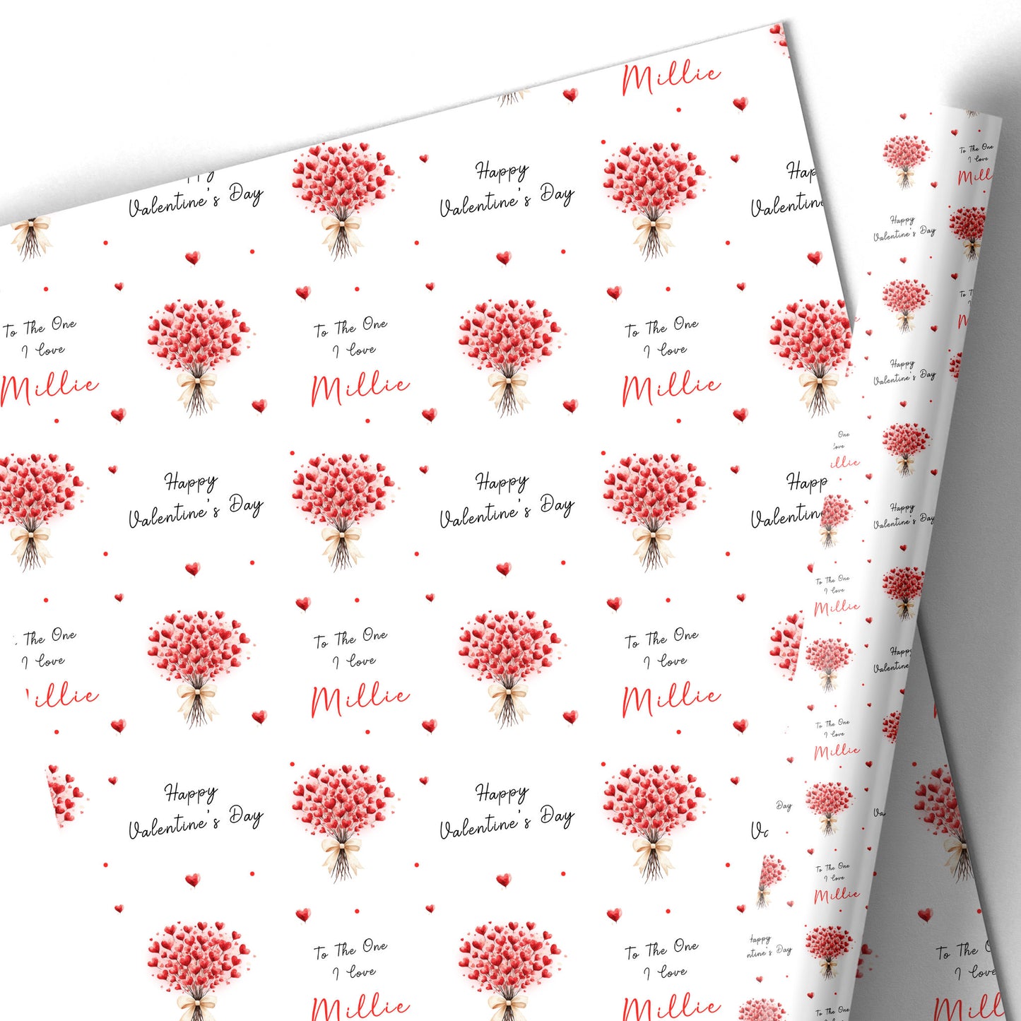 Valentines Day Card, Red Love Heart Bouquet