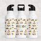 Personalised Girl's Water Bottle with Straw Construction Diggers
