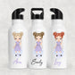 Personalised Girl's School Water Bottle Lilac Gingham Summer Dress Girl