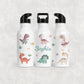 Personalised Girl's Water Bottle with Straw Dinosaurs