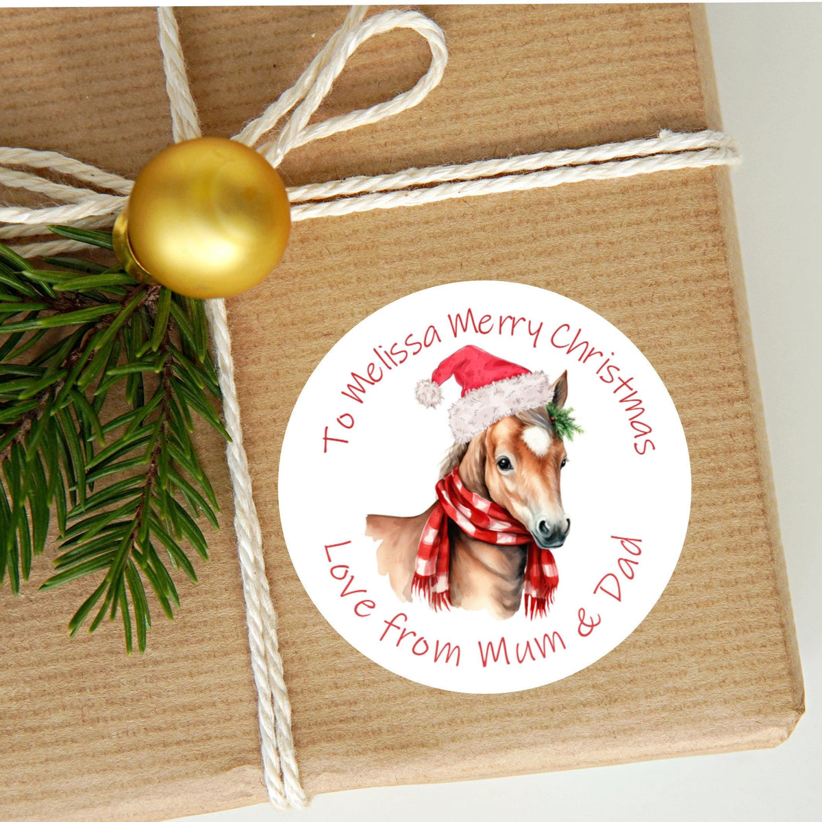Personalised Christmas Stickers Labels For Wrapping Gifts, Name Tag, Horse Lover