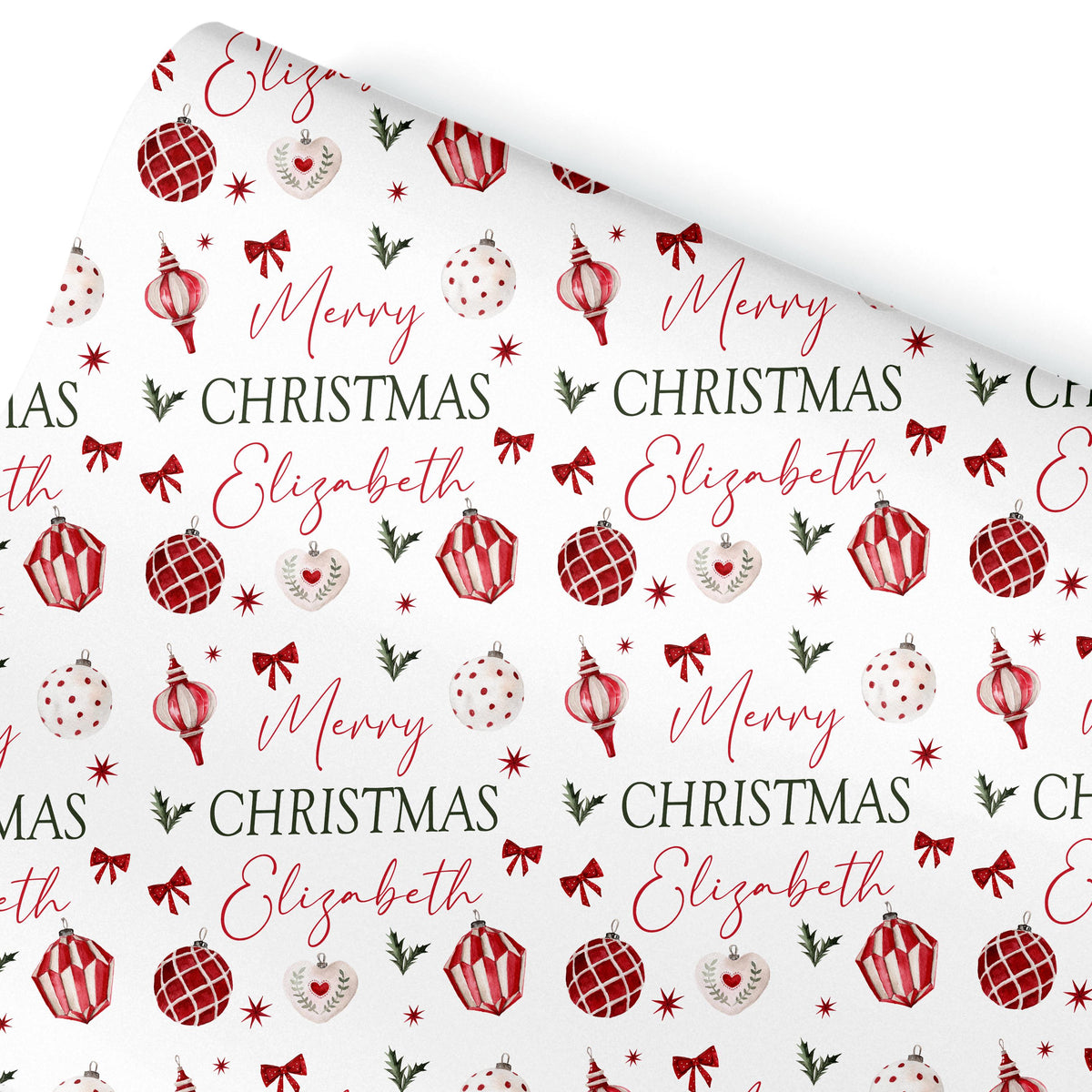 Personalised Christmas Wrapping Paper, Christmas Elements Gift Wrap