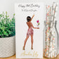 a birthday card with a picture of a woman holding a flower