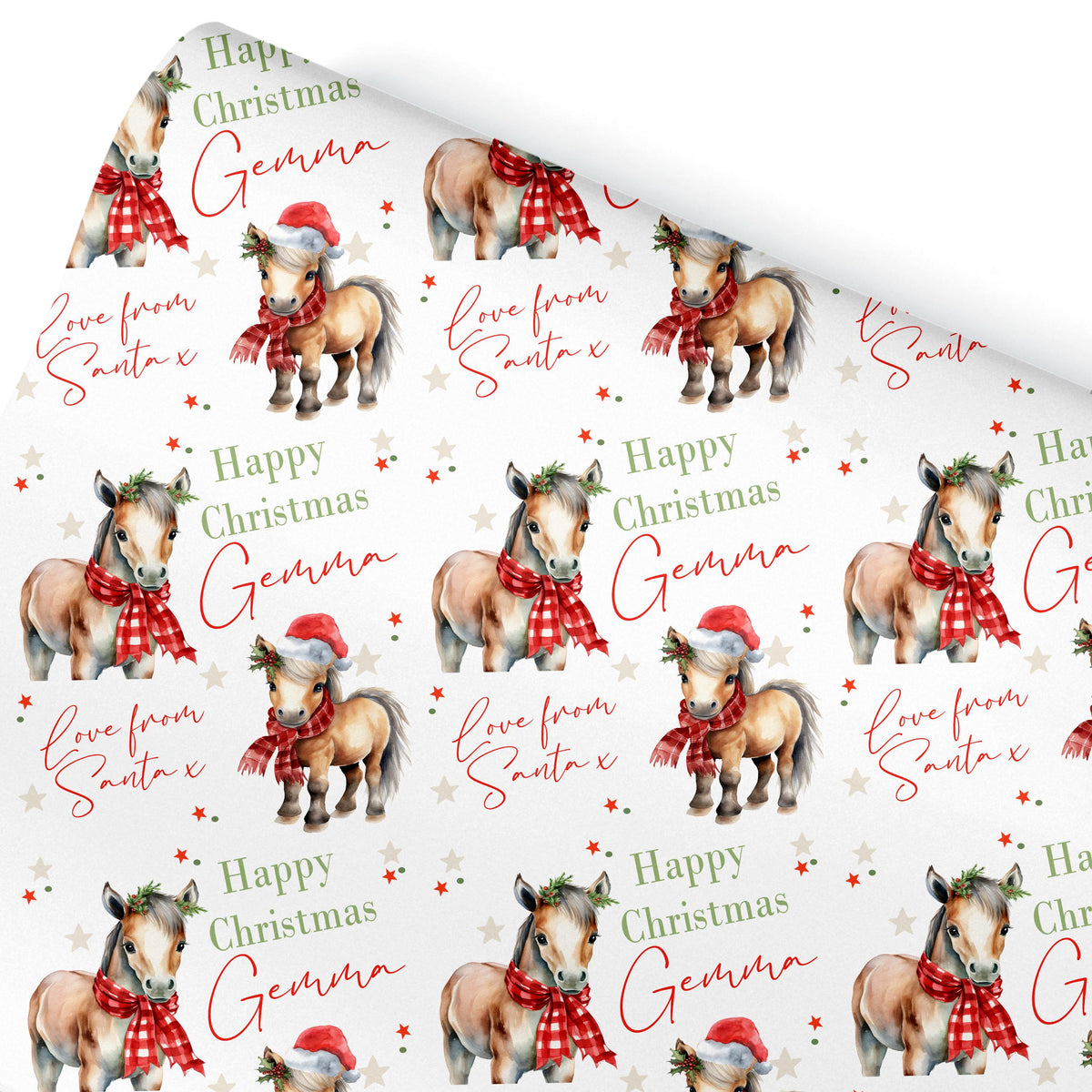 Personalised Pony Gift Wrap, Cute Horses Wrapping Paper For Kids