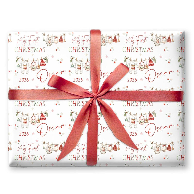 First Christmas Wrapping Paper, Baby's 1st Christmas Gift Wrap