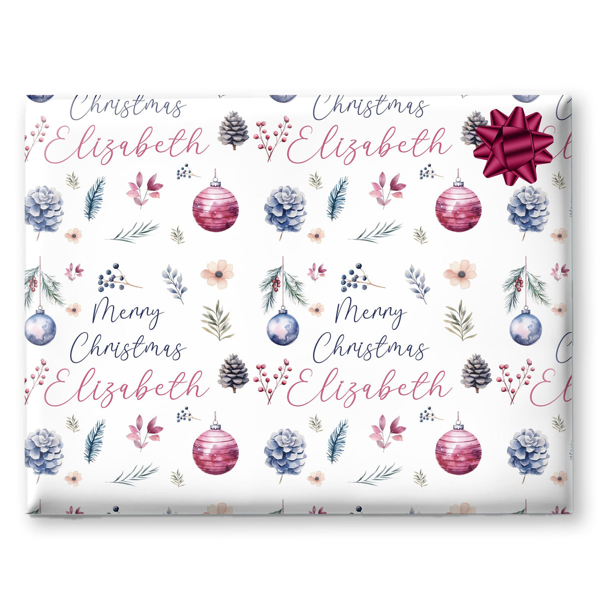 Personalised Gift Wrap For Her | Personalised Christmas Wrapping Paper | Personalised Gift Wrap | Fun Gift Wrap | Baubles Design