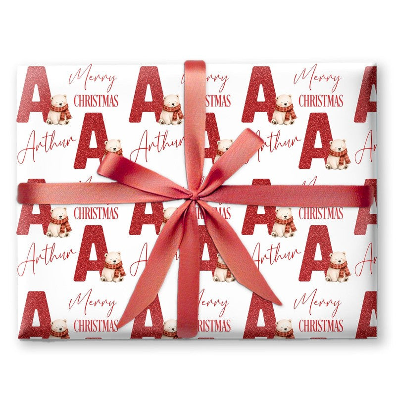 Christmas Wrapping Paper, Initial Christmas Gift Wrap