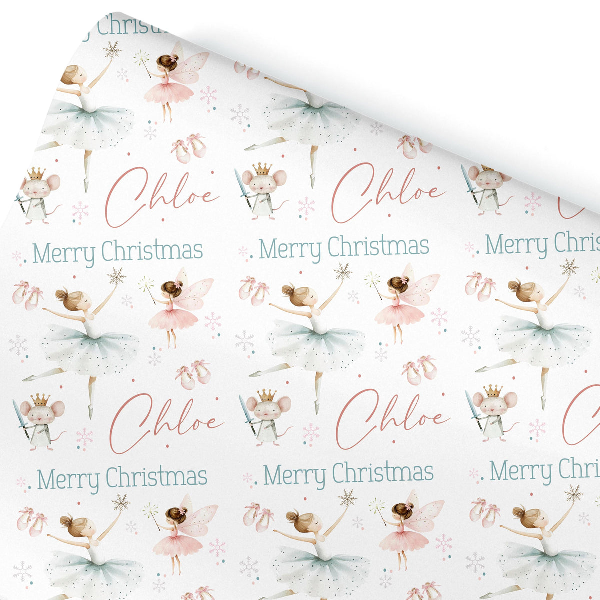 Personalised Christmas Wrapping Paper, Fairy Gift Wrap Sheets