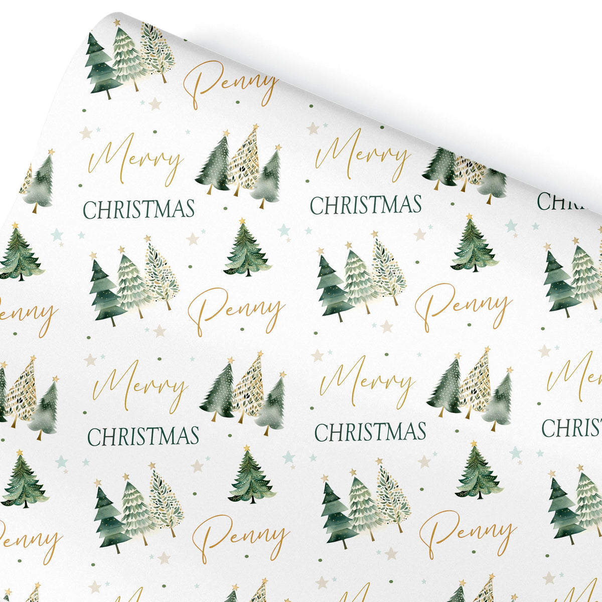 Personalised Christmas Wrapping Paper, Christmas Trees Gift Wrap