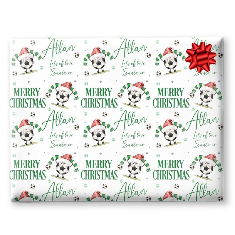 Football Christmas Wrapping Paper, Personalised Xmas Gift Wrap for Football Fans