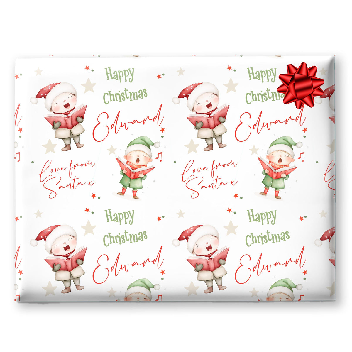 Personalised Christmas Wrapping Paper, Custom Carol Singer Gift Wrap