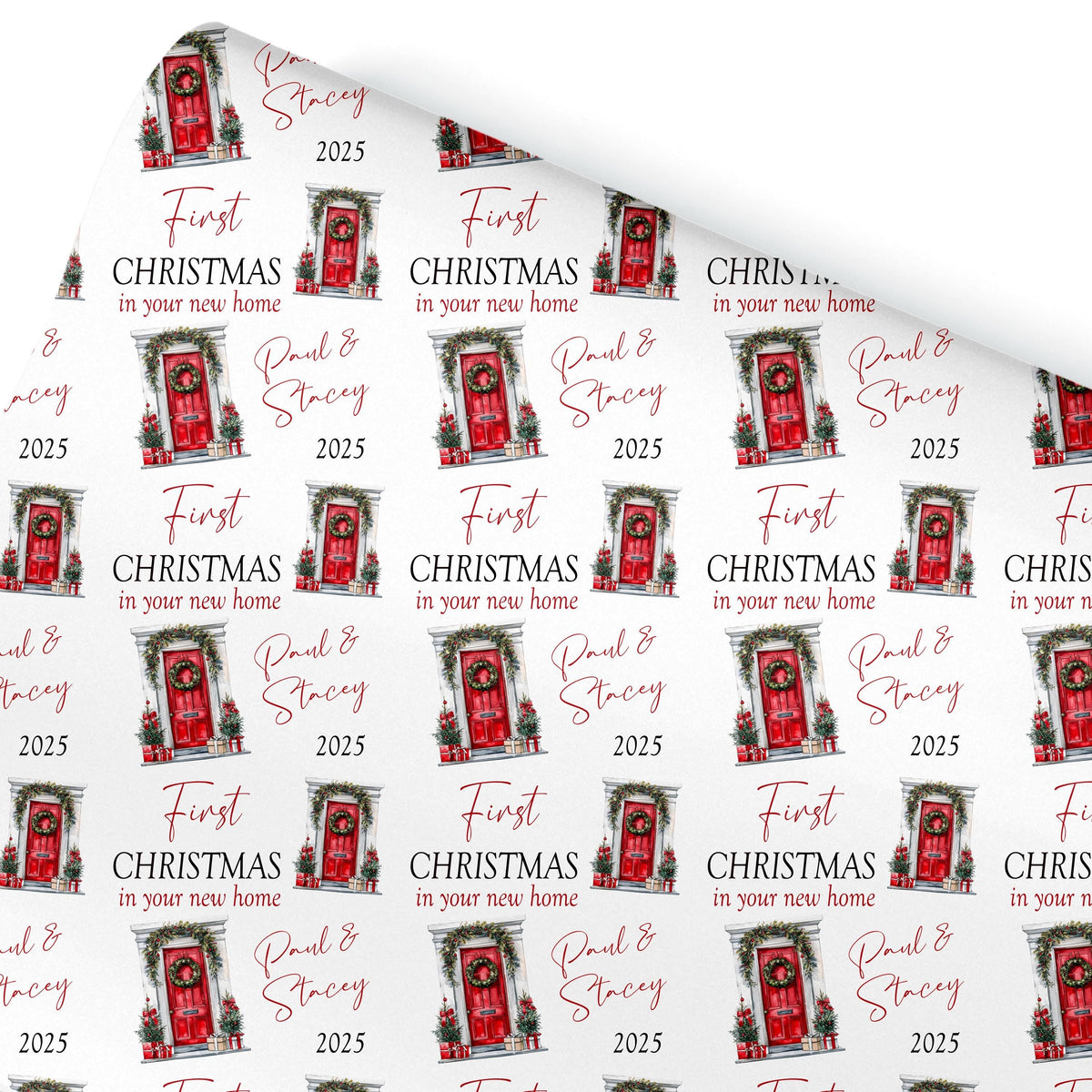 Personalised Christmas Gift Wrap – First Christmas in a New Home Design