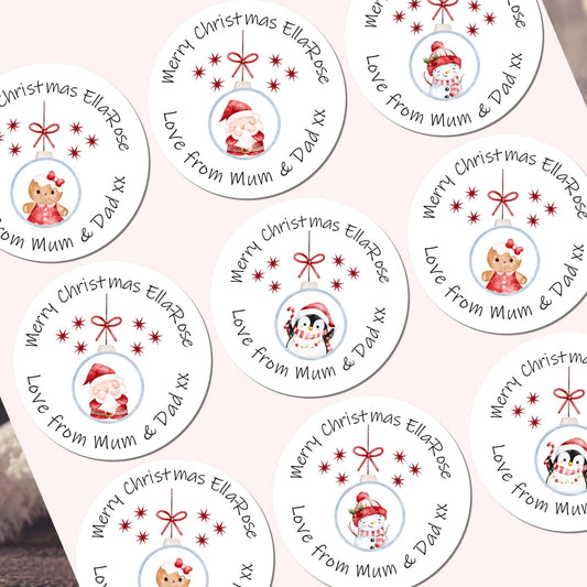 Personalised christmas stickers for gift tags name labels present wrapping
