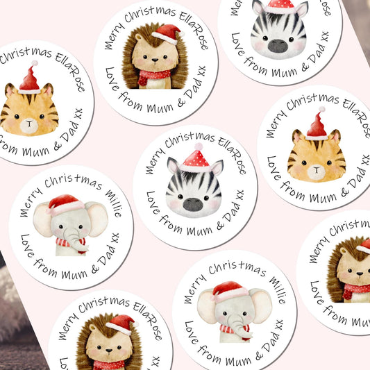Personalised christmas stickers for gift tags name labels present wrapping