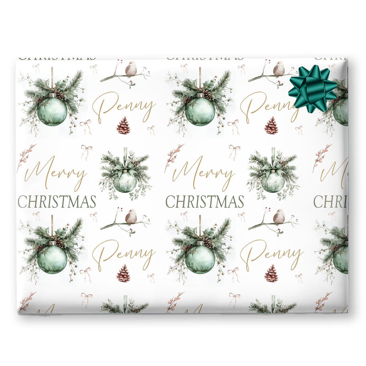 Personalised Wrapping Paper, Christmas Baubles, For Her | Personalised Christmas Gift Wrap| Personalised Gift Wrap | Nan ,Gran. Mum
