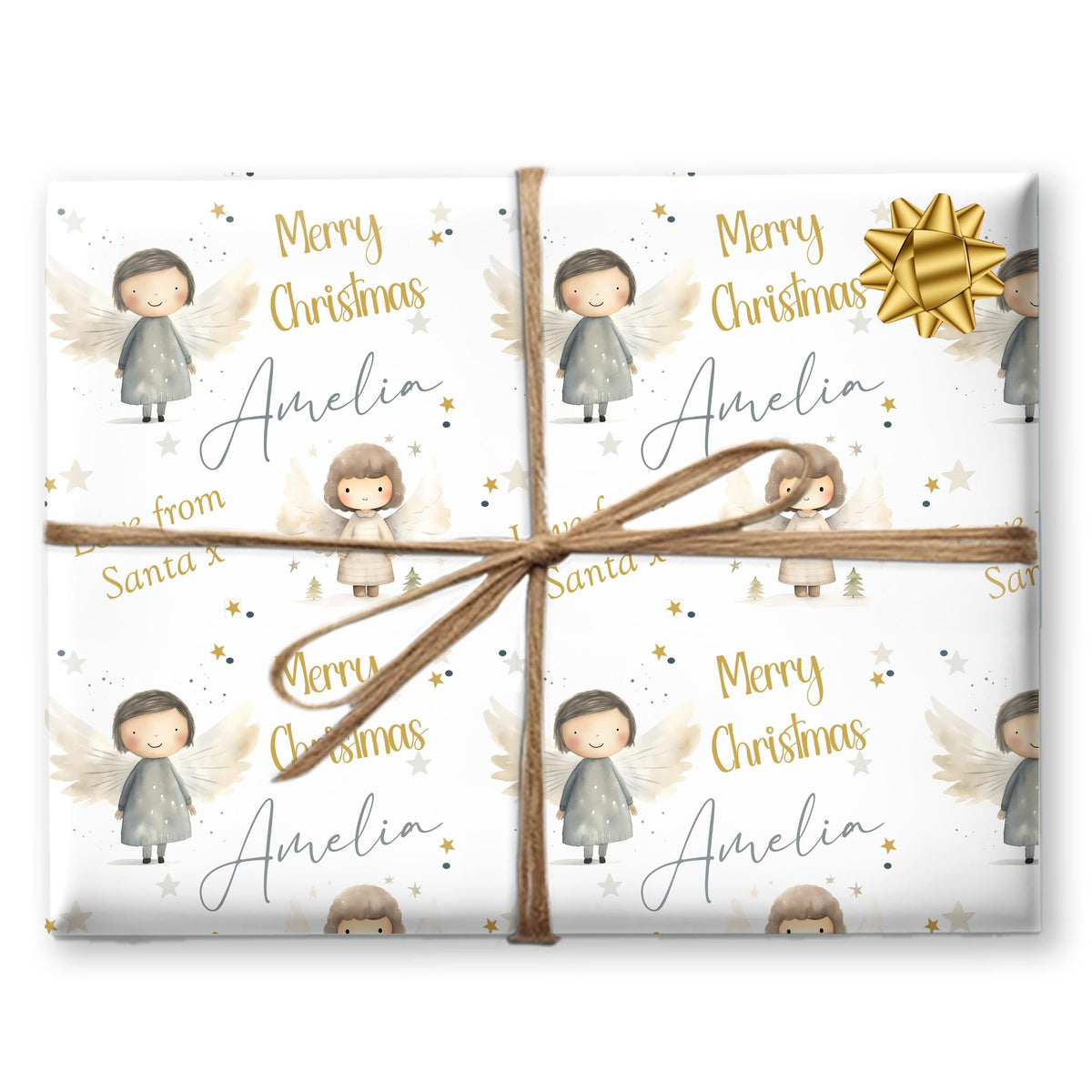 Personalised Children's Wrapping Paper, Cute Reindeers, Girls Wrap
